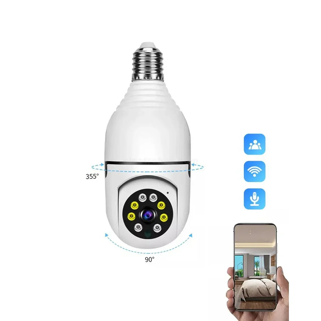Bulbe Camera 360 Rotate Auto Tracking V380 Pro SD03 Wireless Wifi PTZ IP